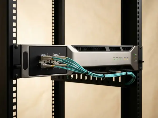 Équipement de stockage et de sauvegarde monté en baie et raccordé en fibre